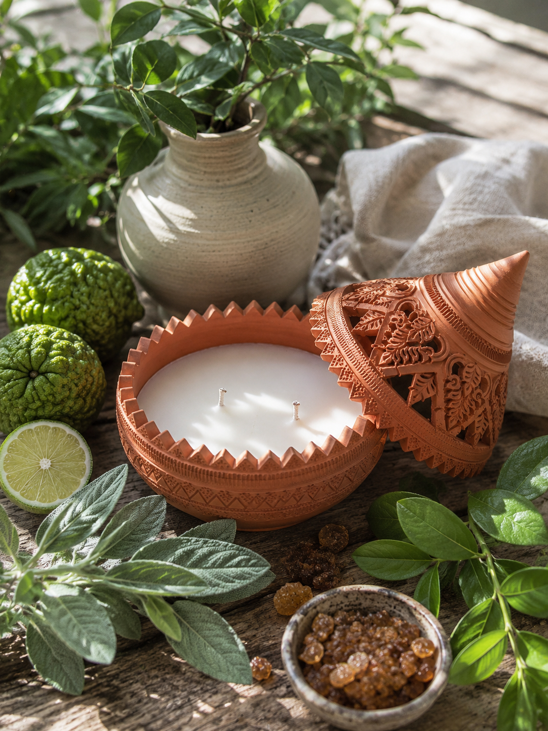 maison-miko-new-sense-lotus-petal-candle-brick-175ml MAISON MIKO New Sense Lotus Petal Candle 175ml in Brick handcrafted from Ko Kret pottery with natural soy and rice wax.