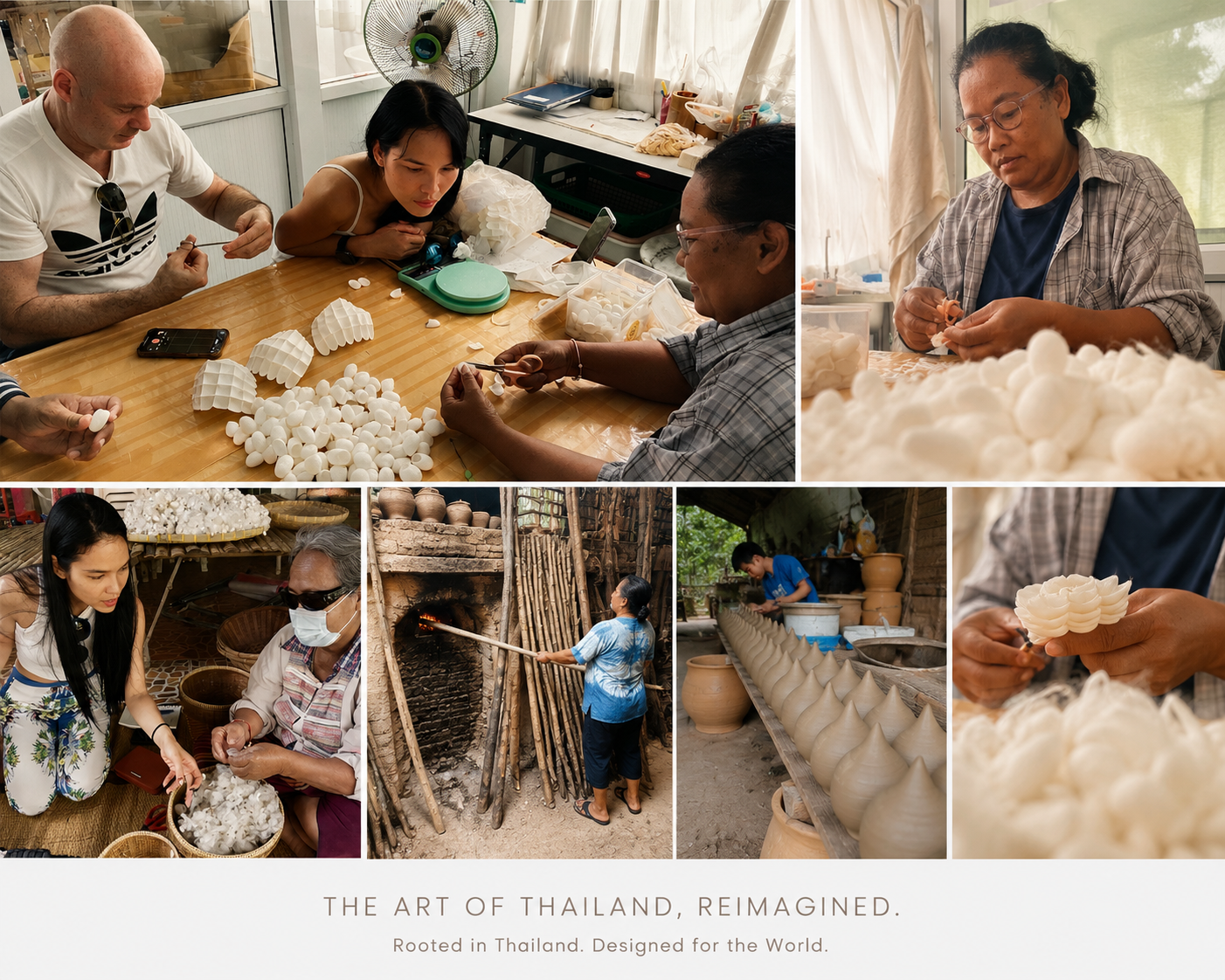 Maison Miko founder working with Thai artisans to preserve traditional silk craftsmanship.