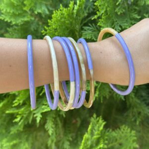 Periwinkle Lacquer Buffalo Horn Bangles Set of 7